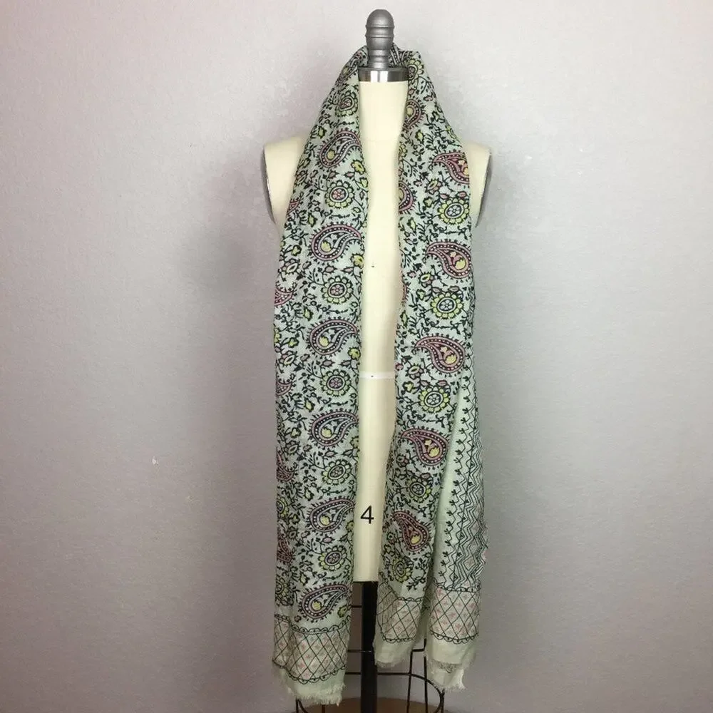 Adorable Paisley Print Scarf on Mint Background